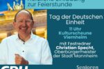 CDU: Traditionelle Feierstunde am 3. Oktober  mit Festredner OB Christian Specht